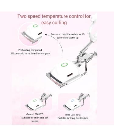 Heated Lash Curler with 2 Speed Temperature Control Long Lasting Curling Metal Ironing Fast Charging Electric Eyelash Curlers (White) - Buy Online on SooperMarket.com