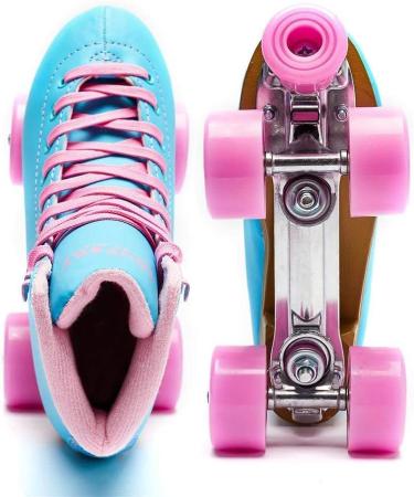 Goupsky Roller Skate Shoes for Women/Youth - Retro 4 Wheels Quad Skates - Blue Size 9 - Indoor & Outdoor - Buy Online on SooperMarket.com