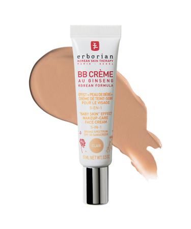 Erborian BB Cream with Ginseng - Lightweight Buildable Coverage with SPF & Ultra-Soft Matte Finish Minimizes Pores, Blemishes & Imperfections - Korean Face Makeup & Skincare BB Cream Clair 0.50 Fl Oz (Pack of 1)