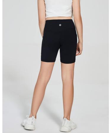 DEVOROPA Girls 5 Spandex Volleyball Shorts - Black Medium | Youth Athletic Gymnastics Dance Compression Shorts with Pocket - Buy Online on SooperMarket.com