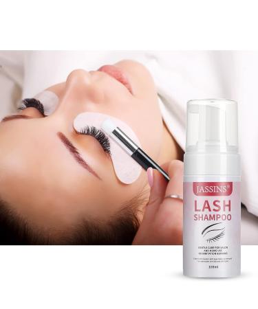 JASSINS Lash Shampoo Kit for Extensions - 100ml Cleanser Set with Cleaning Brush, Rinse Bottle, Mascara Brush, and Eye Pads - Gentle Formula for Professional and Self Use - Buy Online on SooperMarket.com