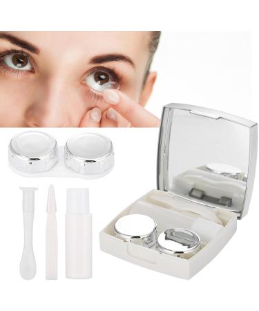Mini Contact Lens Case Travel Bag - Portable Eye Care Set with Mirror | 3 Colors Available (White) - Buy Online on SooperMarket.com