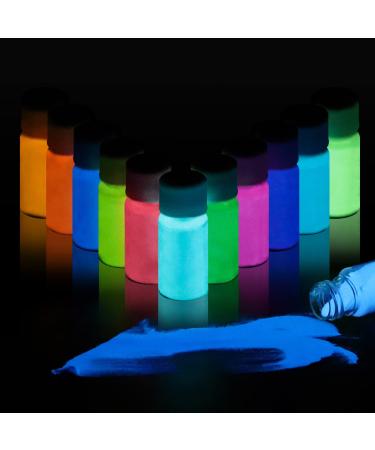 Glow in The Dark Powder 12 Colors Epoxy Resin Dye Luminous Pigment Powder Safe Long Lasting for Fine Art  DIY Nail Art  Epoxy Resin Colorant  Acrylic Paint  DIY Crafts and Theme Party  0.7oz Each 12 colors glow powder
