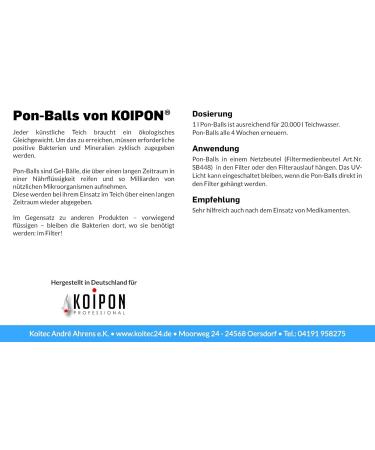 Koipon Pon Balls 5L - Nitrifying Bacteria & Microorganisms for Pond Maintenance | Starter for Garden Fish & Swimming Ponds | Filter Bacteria Gel Balls - Buy Online on SooperMarket.com