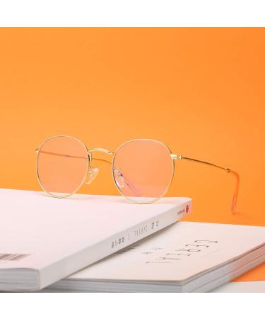 Joxigo Blue Light Filter Glasses - Retro Round Metal Frame UV Protection Anti-Fatigue - Includes Pink Gold Glasses Case - Buy Online on SooperMarket.com