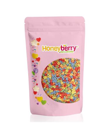 HONEYBERRY INCLUSIONS Multicoloured Letters Sprinkles 200g - Edible Decorating Rainbow Letter Shaped Sprinkles for Baking Cupcake and Cake Decorations Ice Cream Dessert and Icing Decoration Toppers