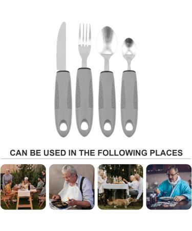 Adaptive Utensils Built up Fork Spoon Rocker Knife Easy Grip Silverware for Adults Elderly Weak Hand Patients Disabled Light Grey 3 Piece Set (Color : Light Grey-1) - Buy Online on SooperMarket.com