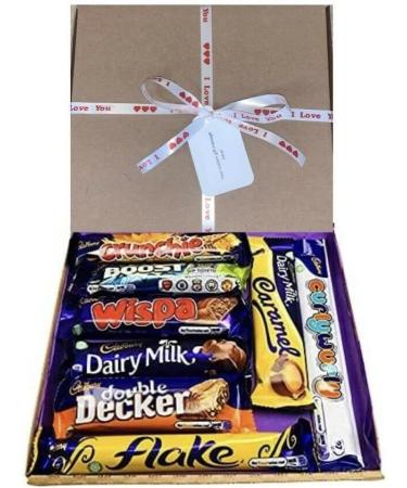 Cadburys Sweet Box Birthday Chocolate Lover Gift Box Hamper Tied With I LOVE YOU Ribbon 8 Full Size Bars Chocolates Christmas Selection box Stocking Filler Movie Night - Buy Online on SooperMarket.com
