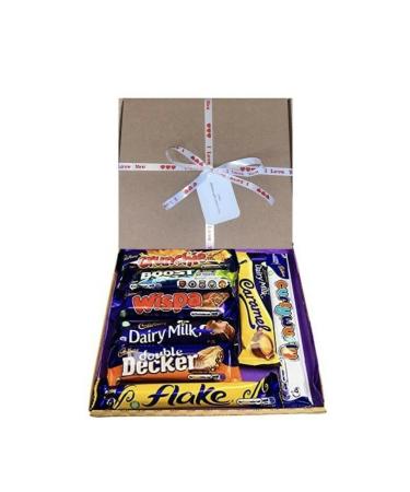 Cadburys Sweet Box Birthday Chocolate Lover Gift Box Hamper Tied With I LOVE YOU Ribbon 8 Full Size Bars Chocolates Christmas Selection box Stocking Filler Movie Night