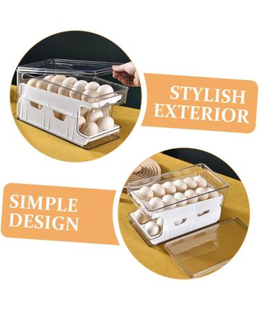 ORFOFE Box Egg Storage Box Eggs Plastic Bins with Tray Egg Tray for Refrigerator Egg Rack Double Layer - Buy Online on SooperMarket.com
