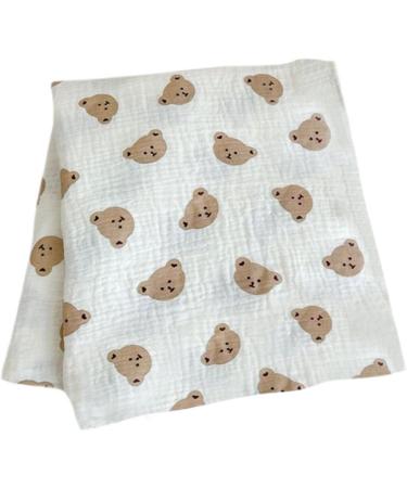 Yissone Baby Swaddle Blanket | Toddler Bear Print Cotton Yarn Stroller Blanket (90x130cm) - Buy Online on SooperMarket.com