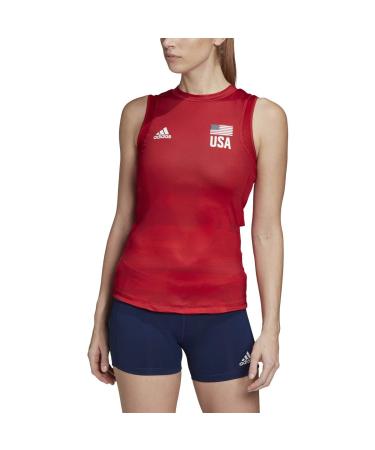 adidas Women's Usa Volleyball Jersey Primeblue Shirt XXL Team Power Red/Vivid Red