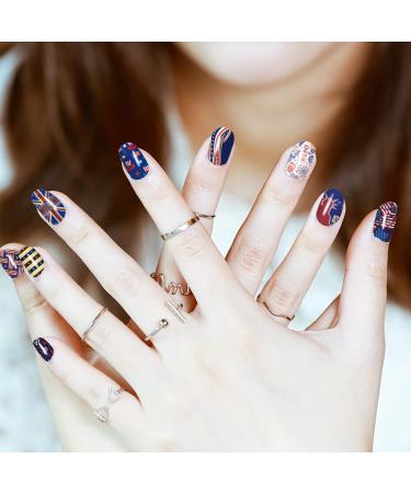 JERCLITY 4th of July Nail Wraps - Patriotic American Flag Nail Strips with Nail File - Buy Online on SooperMarket.com