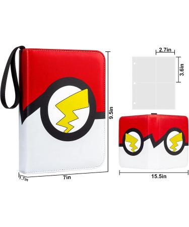 4-Pocket Trading Card Binder with 50 Removable Sheets - Holds 400 Cards - Yugioh, MTG, TCG - Card Collector Album Folder - Zipper Closure - Red/White - Perfect Toy Gift for Boys and Girls - Buy Online on SooperMarket.com