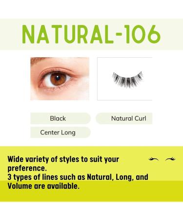 Buy Lashever Natural Series False Eyelashes - Japanese Lightweight & Comfortable Fake Lashes Long Lasting Reusable Strips (2 Pairs) - Natural 106 Black - Buy Online on SooperMarket.com