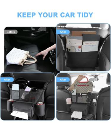 Adiwo Car Organizer: PU Leather Seat Storage Bag - Black | Durable Console Organizer for Liner, Pets, Children | Front Seat Purse Holder - Buy Online on SooperMarket.com
