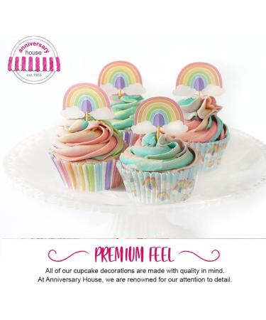 Anniversary House Rainbow Cupcake Decoration Kit 75 Cupcake Cases and 12 Toppers Cupcake Box 6 Hole with Window Rainbow Cake Toppers Pastel Rainbow Party Decorations AMZ013 - Buy Online on SooperMarket.com