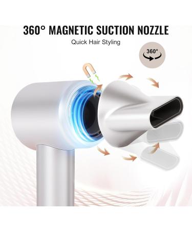 Professional Ionic Hair Dryer 1800W | Fast Drying Blow Dryer for Home & Travel | Lightweight & Quiet Concentrator Nozzle - White - Buy Online on SooperMarket.com