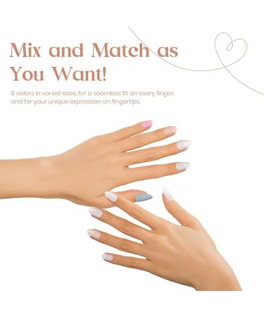 Beetles Press on Nails Short Glossy 6 Solid Colors Set | 144Pcs Fake Nails with Glue and Adhesive Tabs | Mini File Included | Women and Girls Nail Kit - Early Morning Mist - Buy Online on SooperMarket.com