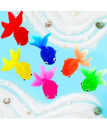 Zlxft 14pcs Neon Artificial Fish - Soft Rubber Aquarium Decor & Cat Toys | Realistic Floating Goldfish Ornaments for Aquariums - Buy Online on SooperMarket.com