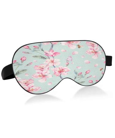 WELLDAY Sleep Mask Bloom Cherry Floral Night Eye Shade Cover Soft Comfort Blindfold Blockout Light Adjustable Strap for Men Women