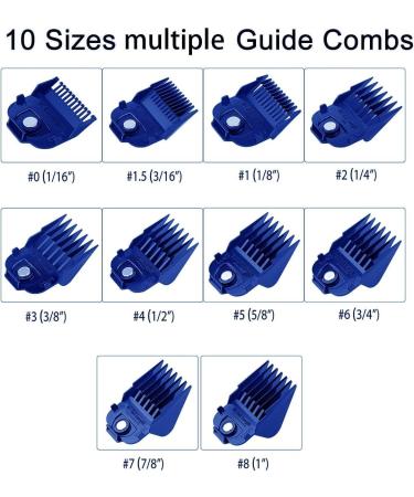 10PCS Andis Magnetic Clipper Guards - Professional Upgrade Comb Guides Set for Andis Master Clipper (Blue) - Buy Online on SooperMarket.com