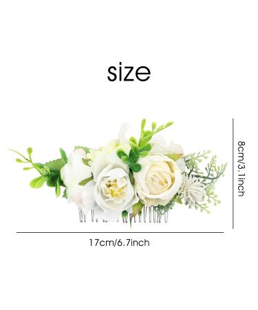 4 Pack Artificial Rose Flower Metal Silver Hair Combs - Wedding Hair Clips & Barrettes for Women - Buy Online on SooperMarket.com
