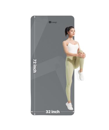 KEEP Non-Slip Large Yoga Mat - Extra Wide and Long Exercise & Fitness Mat( 72"L x 32"W x 7mm Thick) with Free Carrying Strap | Professional TPE Workout Mat for All Types of Yoga, Pilates & Home Workout Classic Grey