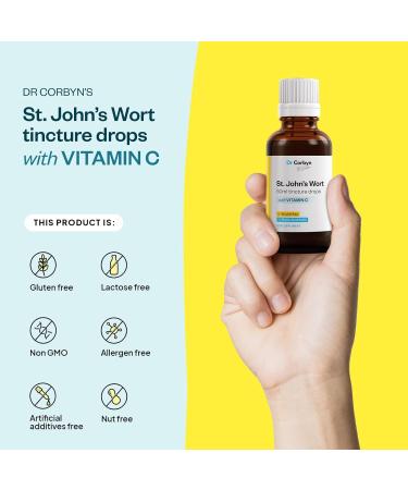 Dr Corbyn St. John's Wort Tincture Drops with Vitamin C - 50ml | Alcohol-Free Liquid Extract for High Absorption - Buy Online on SooperMarket.com