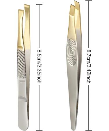 Sularpek Stainless Steel Slant Tweezer Set for Facial Hair - 2pcs Eyebrow Tweezers for Women and Men - Buy Online on SooperMarket.com