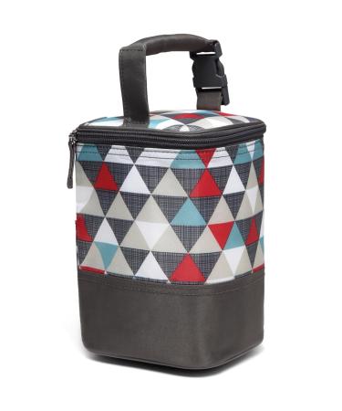 LCY Baby Bottle Cooler Bag Insulated Breastmilk Cooler Bag with Hanging Strap Fits 4 Baby Bottles-Colorful Triangles