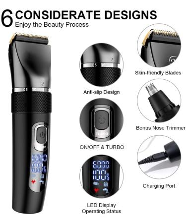 Premium Hair Clippers for Men - Multifunctional Haircut Set with Stainless Steel Blades Beard & Nose Trimmer - International Shipping Available - Buy Online on SooperMarket.com