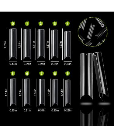 480 Pcs Straight Square Nail Tips | Clear Half Cover C Curve Acrylic & Gel Extension Set - Buy Online on SooperMarket.com
