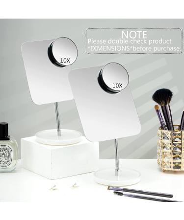 JASEFA 10x Magnification Makeup Mirror with Flexible Gooseneck Stand - White, 360 Rotation, Tabletop Cosmetic Mirror for Shower, Shaving, and Travel - Medium Size - Buy Online on SooperMarket.com