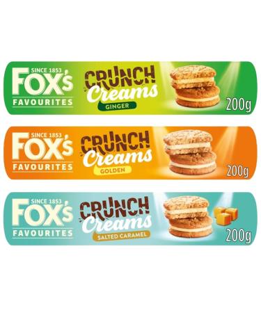 Biscuit Cream Bundle With Fox's Ginger Crunch Creams Biscuits 200g Golden Crunch Creams Biscuits 200g and Salted Caramel Crunch Creams Biscuits 200g (3 Pack)