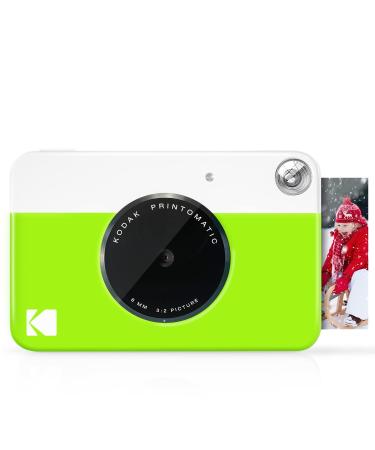 KODAK Printomatic Digital Instant Print Camera - Full Color Prints On ZINK 2x3" Sticky-Backed Photo Paper (Green) Print Memories Instantly Green Camera