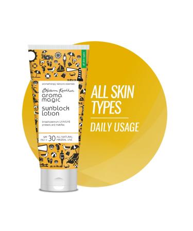 Blossam Kochhar Aroma Magic Sun Block Lotion SPF 30 PA ++ Broad Spectrum UVA / UVB protects and mattifies - 100 Gram