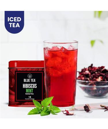 BLUE TEA - Hibiscus Mint Herbal Tea - 36 Tea Bags (Pack of 2) | CAFFEINE FREE | Hibiscus + Mint | Farm Packed Hibiscus Tea | Tin Packing - Buy Online on SooperMarket.com