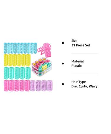 30-Piece Self-Grip Plastic Hair Rollers Set - DIY Hair Curlers for Hairdressing, Salon & Barber Use (5 Sizes) - Buy Online on SooperMarket.com