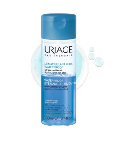 Uriative waterproof biphasic eye and lip -make -up remover 100 ml - soothing & nourishing - not oily effect - with cornflower water & thermal water - sensitive skin - fragrance -free