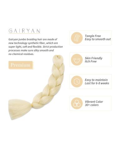 Gairyan Blond Jumbo Braids Extensions - 24 Synthetic Hair for Box Braids Afro Braid Extensions Bleached Blonde Kanekalon 1 Piece - Buy Online on SooperMarket.com