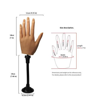 Flexible Silicone Practice Hand for Acrylic Nails - Life Size Female Mannequin Hand with Stand for Nail Art Practice (3# Left Hand) - Buy Online on SooperMarket.com