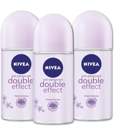 NIVEA DOUBLE EFFECT ROLL-ON FREE ALCOHOL ANTIPERSPIRANT DEODORANT 48 HOURS SKIN TOLERANCE DERMATOLOGICALLY PROVEN (PACK OF 3) Double Effect 3 - Buy Online on SooperMarket.com