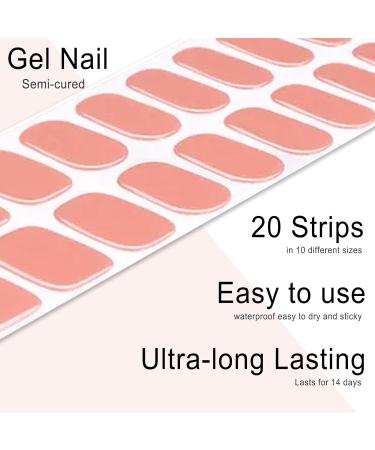 Foyute Semi Cured Gel Nail Strips 20 Pcs Soft Self-Adhesive Gel Nail Polish Wraps Sticker for Salon-Quality Manicure Set Long Lasting Easy to Apply & Remove Nail File & Wooden Stick (Tangerine) - Buy Online on SooperMarket.com