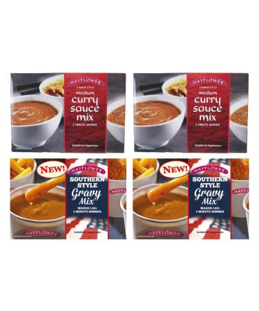 Curry Sauce Bundle Containing Mayflower Chinese Style Medium Sauce 255g x2 & Chinese Style Curry Extra Hot Sauce 255g x2 (4 Pack)