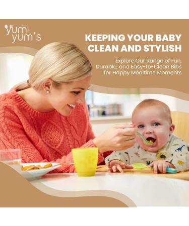 Yum Yum's Silicone Baby Bibs for Babies 6-12 Months | Waterproof Long Sleeve Coverall Bib for Baby Weaning | Toddler Apron for Mess-Free Feeding - Dino Adventures - Buy Online on SooperMarket.com