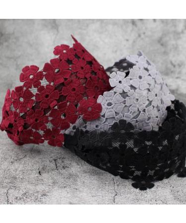 FZBNSRKO 5 Pcs Wide Lace Headband for Women and Girls - Non-Slip Floral Lace Headbands in Random Colors - Buy Online on SooperMarket.com