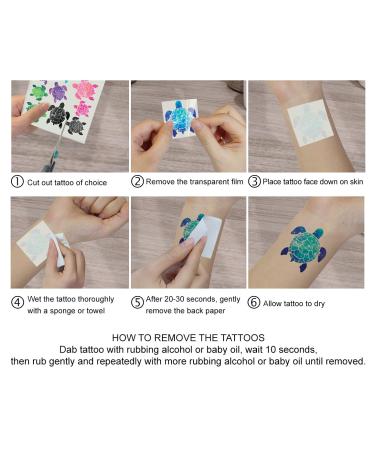 WIRESTER Temporary Tattoo Stickers - Set of 12 Sea Turtle Designs for Kids & Adults - Face, Hand, Neck, Wrist - Party Favor Body Art - 6 x 7.87 inch Tattoo Sheet (Blue, Pink, Purple, Green, Black) - Buy Online on SooperMarket.com