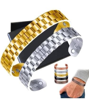 Prostapower Magnetic Copper Band Adjustable Length Simple and Fashionable Quantum Magnetic Bracelet Copper Bracelet for Men Women (One Size 2PCS-B) One Size 2pcs-b