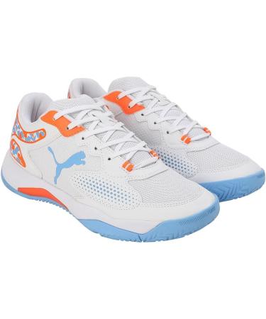 PUMA Unisex Solarcourt Rct Tennis Shoe - Size 42 EU | White Black & Light Blue | International Shipping Available - Buy Online on SooperMarket.com